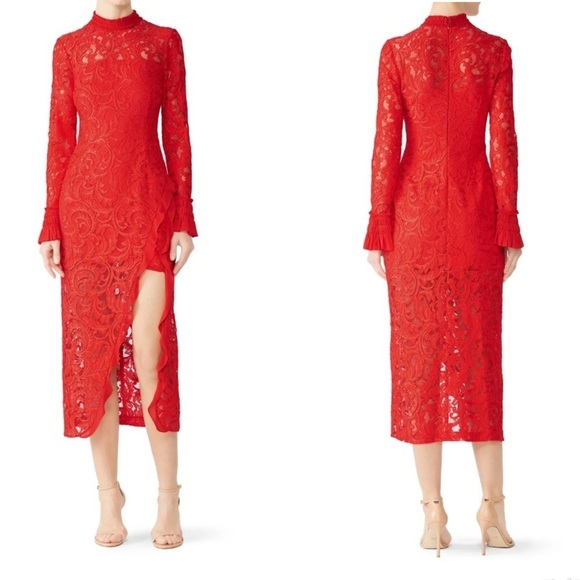 Alexis Fala Dress in Red Lace - Picture 1 of 8